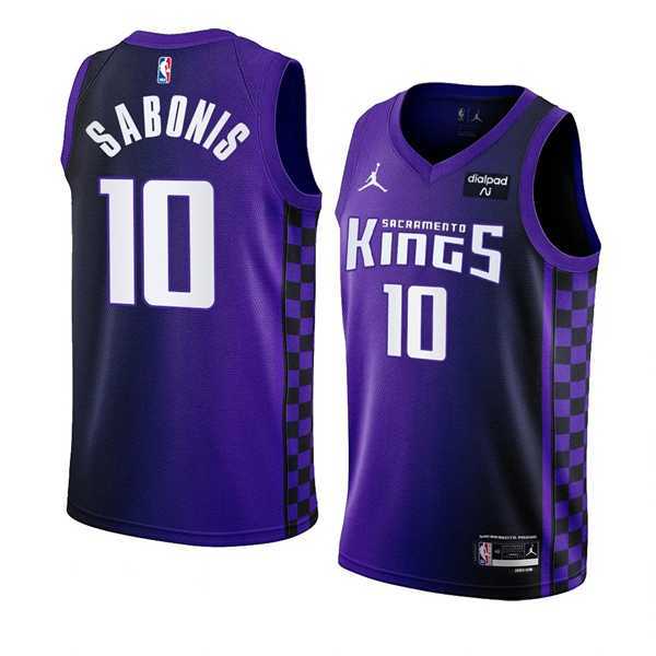 Mens Sacramento Kings #10 Domantas Sabonis Purple 2023-24 Statement Edition Swingman Stitched Jersey Dzhi